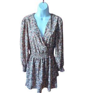 Long Sleeve V-Neck Mini Floral Dress Size Small